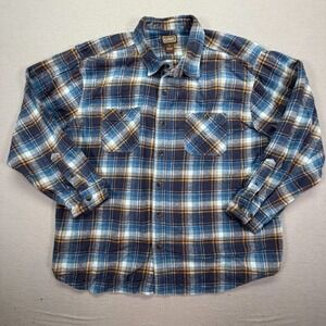C.E. Schmidt Flannel Shirt Mens 2X Excellent Blue Plaid L/S Cotton Workwear